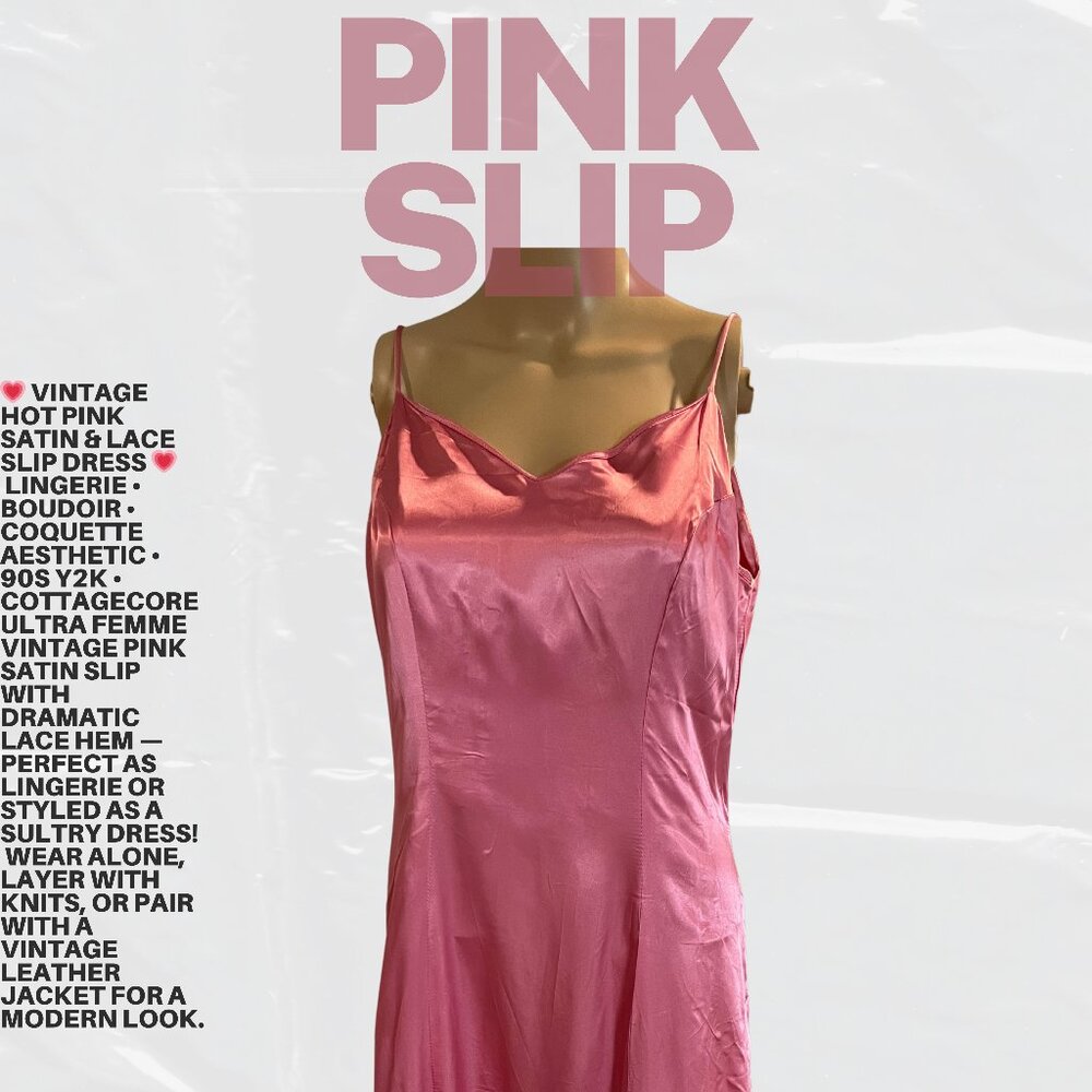 bright hot pink slip dress lace 1960s